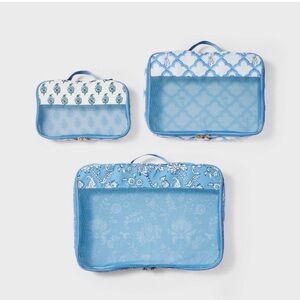Roller Rabbit x Target 3pc Packing Cube Set White/Blue NWT